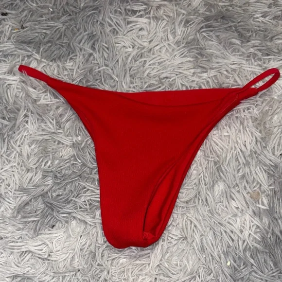 Red Ribbed Bikini Bottom - Picture 1 of 1